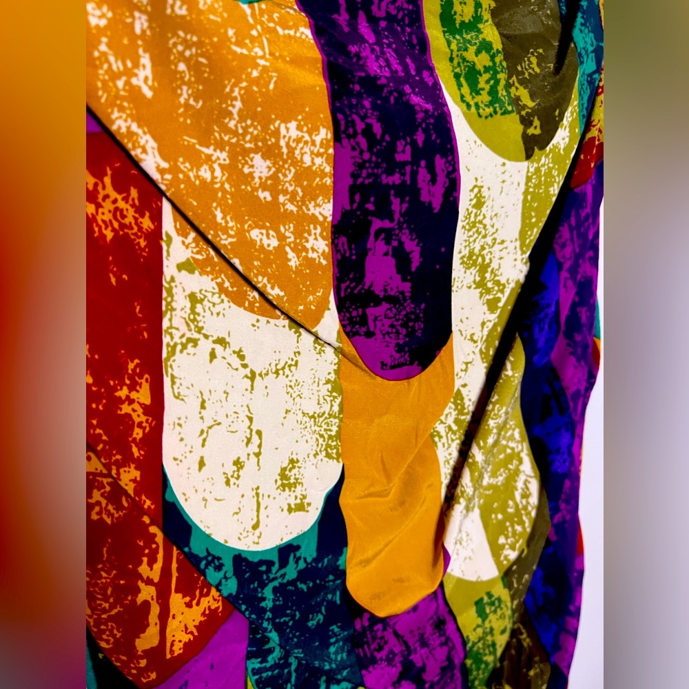 || NICOLE MILLER STRAPLESS GOWN || PROM DRESS ||Silk || Formal ||Multicolored - Picture 8 of 10